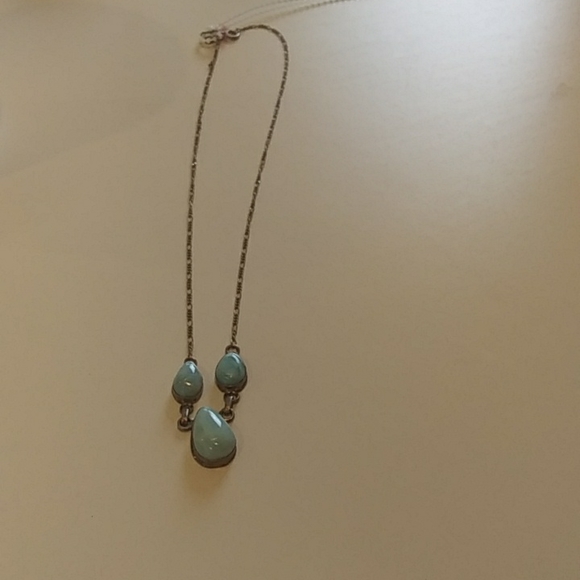Three Stone Sterling Necklace/ Stamped With Makers Mark